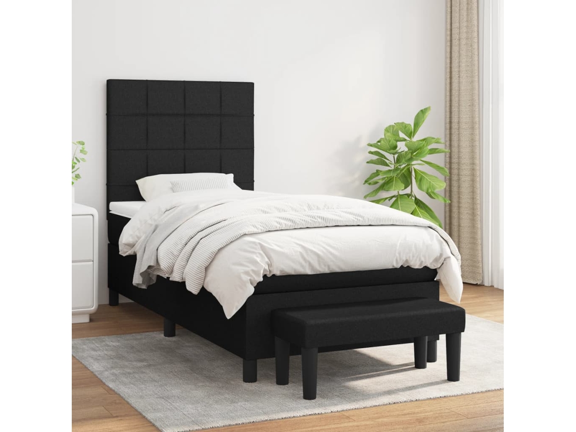 Vidaxl Cama Com Molas/colchão 90x200 Cm Tecido Preto