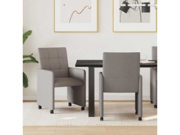 Vidaxl Cadeiras De Jantar Com Rodas 2 Pcs Cinzento-acastanhado Tecido