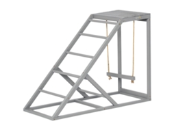 Poleiro De Madeira Para Galinha. Playground De Madeira Para Galinhas Com Balanço. Escala. Plataforma. 96 X 40 X 71 Cm. Cinza