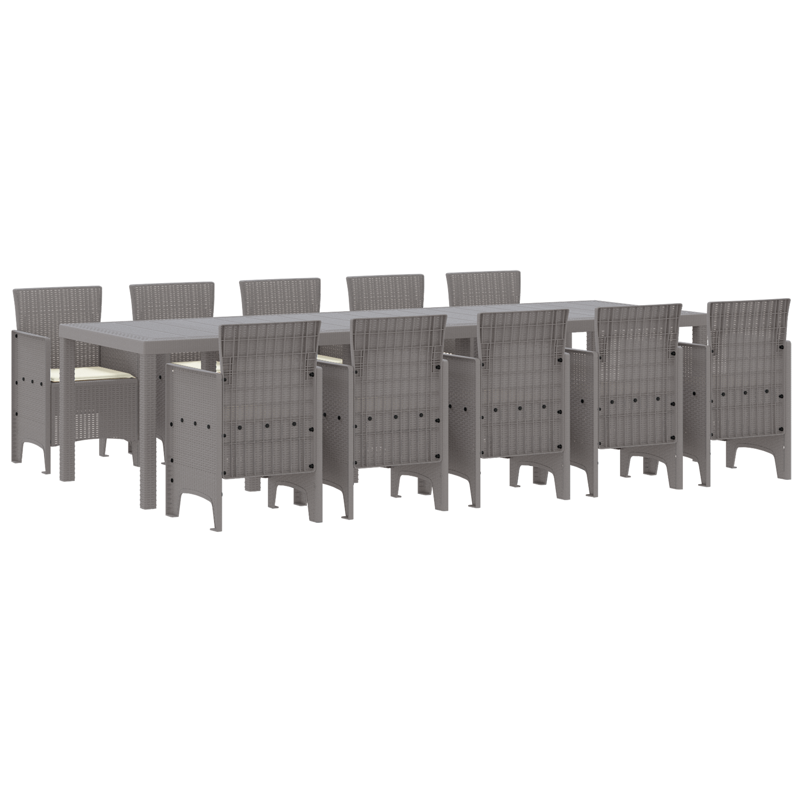 Conjunto 11 Conjunto De Jantar Para Exterior Vidaxl Cinzento-claro Polipropileno (300 X 100 X 73 Cm)