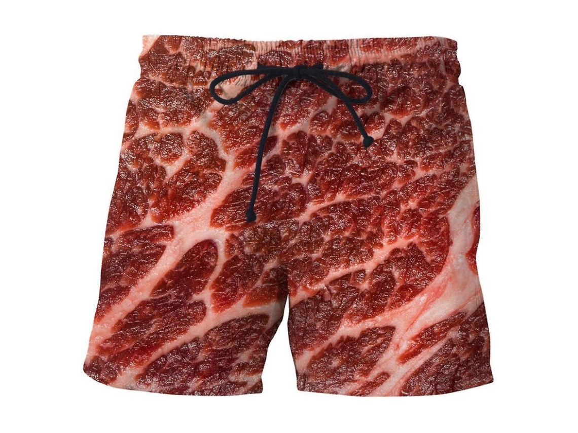 Bermudas Casuais Masculinas Com Estampa 3d De Comida, Alças Largas, Confortáveis E Respiráveis, Ideal Para Verão Vermelho