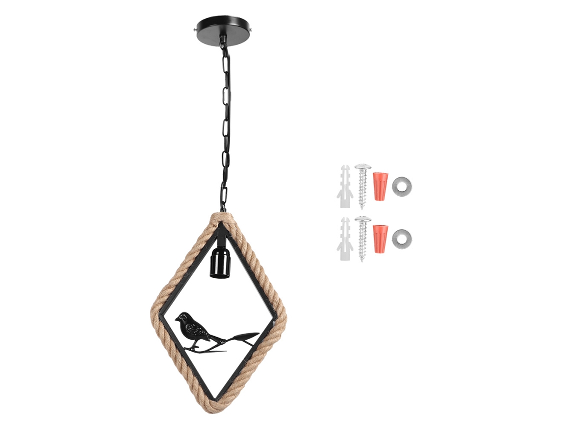 Rebe-lâmpada Pendente Vintage Pássaro E26/e27 Forma De Losango Para Sala De Estar Quarto 85-245v