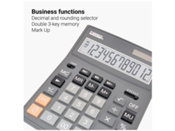 Calculadora de escritório Desq 30444 | Tela de 12 dígitos | Extra grande | Memória dupla | Mu Black (r)