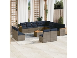 Conjunto de Sofá de Jardim com 13 Peças e Almofadas em Rattan Sintético Preto VIDAXL