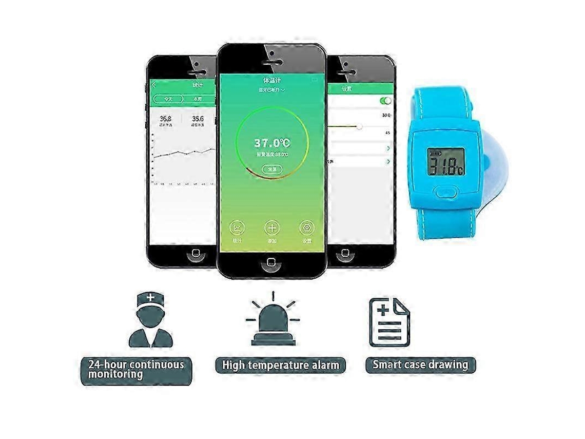 Pulseira Termômetro Inteligente Bluetooth Com Visor Lcd Para Bebês, Crianças E Adultos. Monitoramento Preciso Da Febre. Olysi Shop