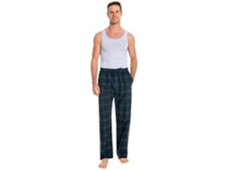Pyjama Homem 100% Algodão - Calças De Jardim Compridas - Com Bolsos - Flanela - Cintura Regulável - Leve - Calça De Jardim