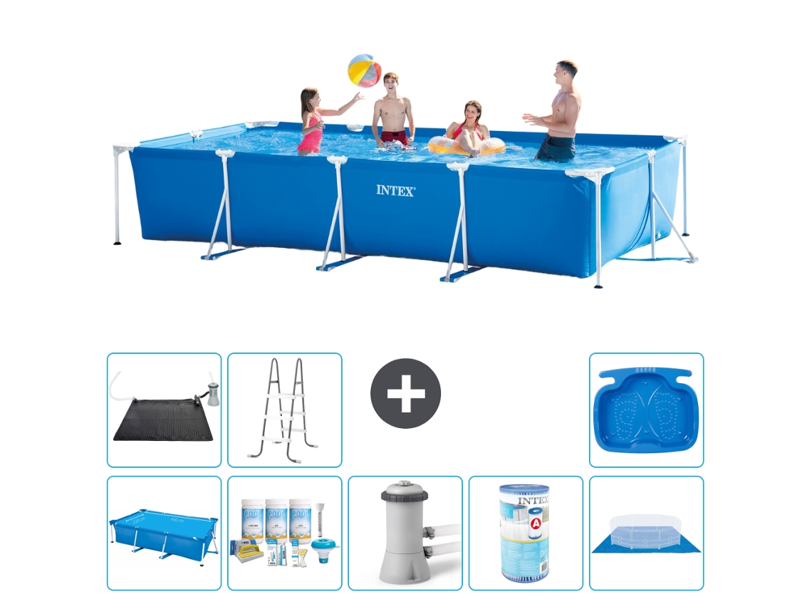 Intex Piscina Com Estrutura Retangular - 450x220x84 Cm - 9-peças S30310