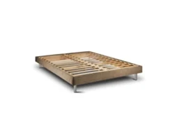 Estrutura De Cama Tribu  Taupe Pés Metal 195 X 150 Cm Altura 30 Cm Indream