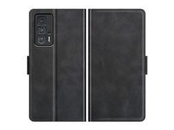 Capa De Couro Com Fecho Magnético Duplo Para Motorola Edge 20 Pro 5g, Formato Flip Horizontal, Com Suporte, Compartimentos Para Cartões E Carteira.
