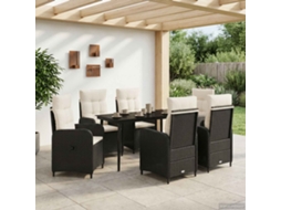 Vidaxl Conjunto De Mesa De Sofá 7 Unid. Preto E Branco Creme