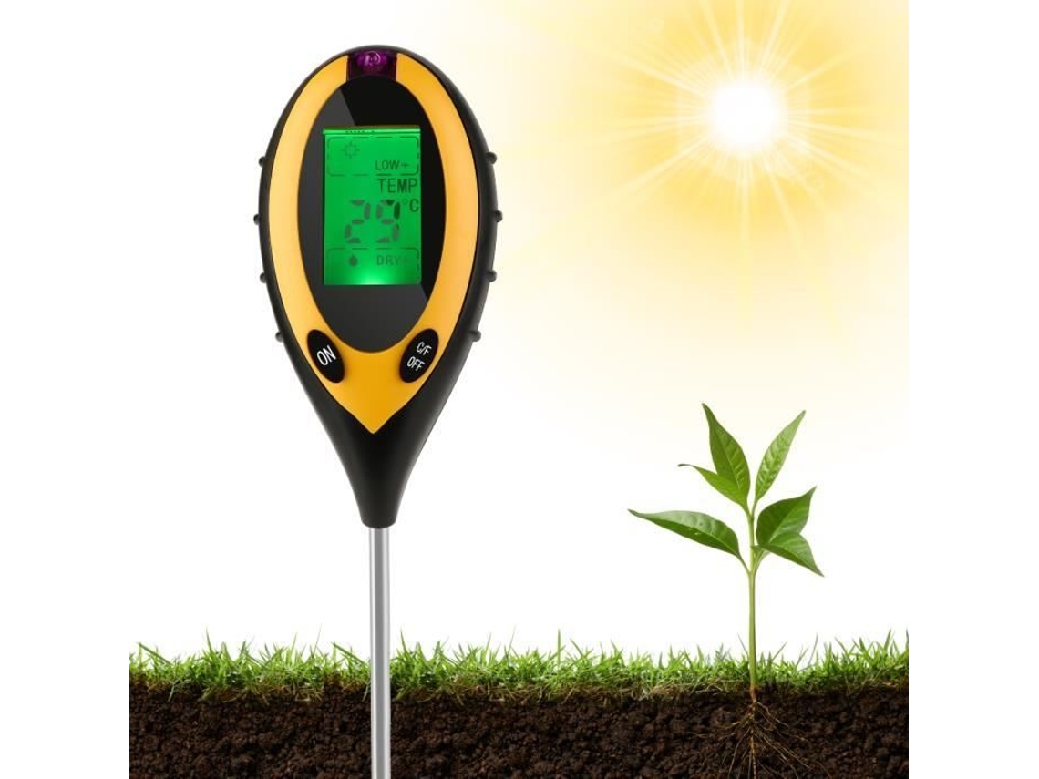 Einfeben testador de solo, luz de temperatura de umidade de ph 4 em 1 medidor de ph de umidade do solo testador eletrônico de terra para jardim