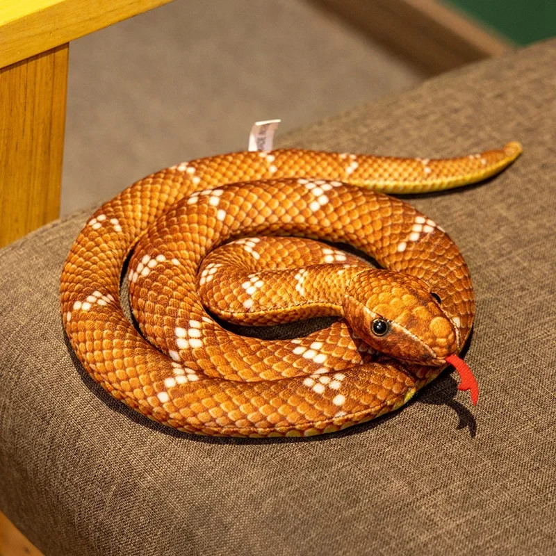 (marrom, 110 Cm) Novo Brinquedo De Pelúcia Realista De Píton, Em Formato De Cobra Longa.