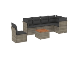 Conjunto de 7 sofás para jardim com almofadões Vime Pe Cinzento MAISON EXCLUSIVE (7 peças)