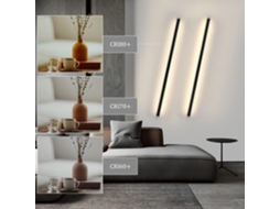 Nettlife Conjunto De 2 Candeeiros De Parede Led Para Interior 100 Cm, Design Moderno Regulável Branco Quente (preto), 15 W, Com Comando