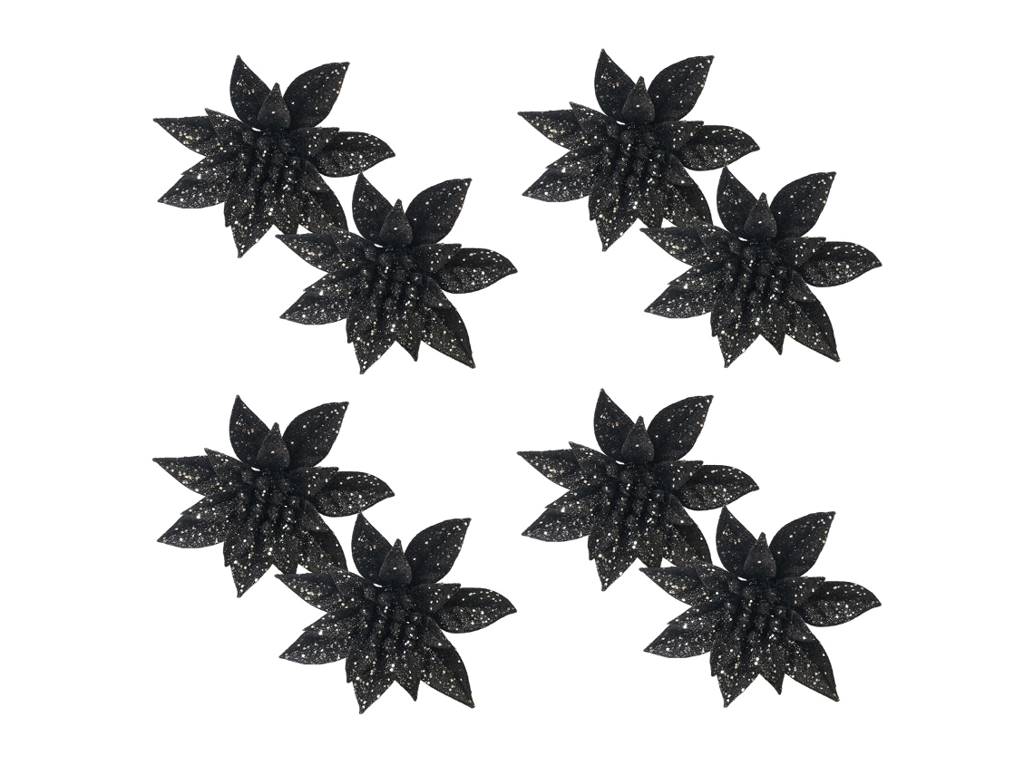 8 Flores Douradas de Glitter Grandes Ornamentos para Decoração de Natal NEVEANCE