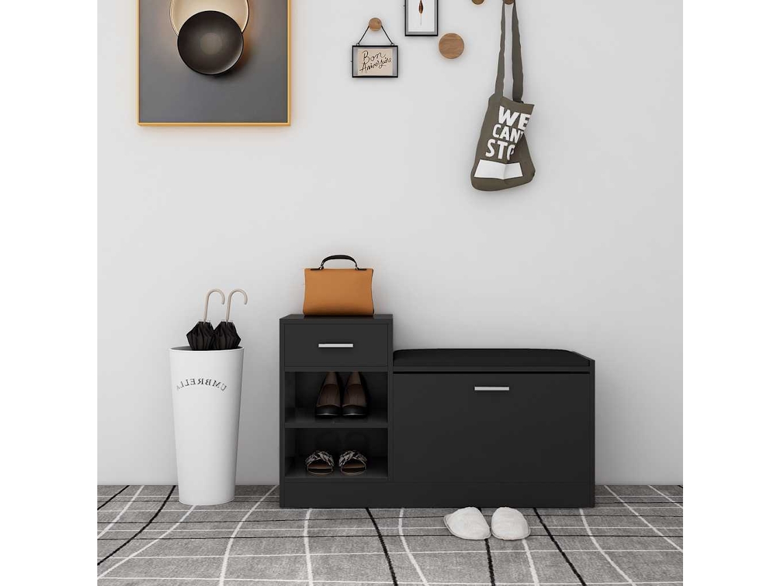 Vidaxl Banco Sapateira 94,5x31x57 Cm Derivados De Madeira Preto