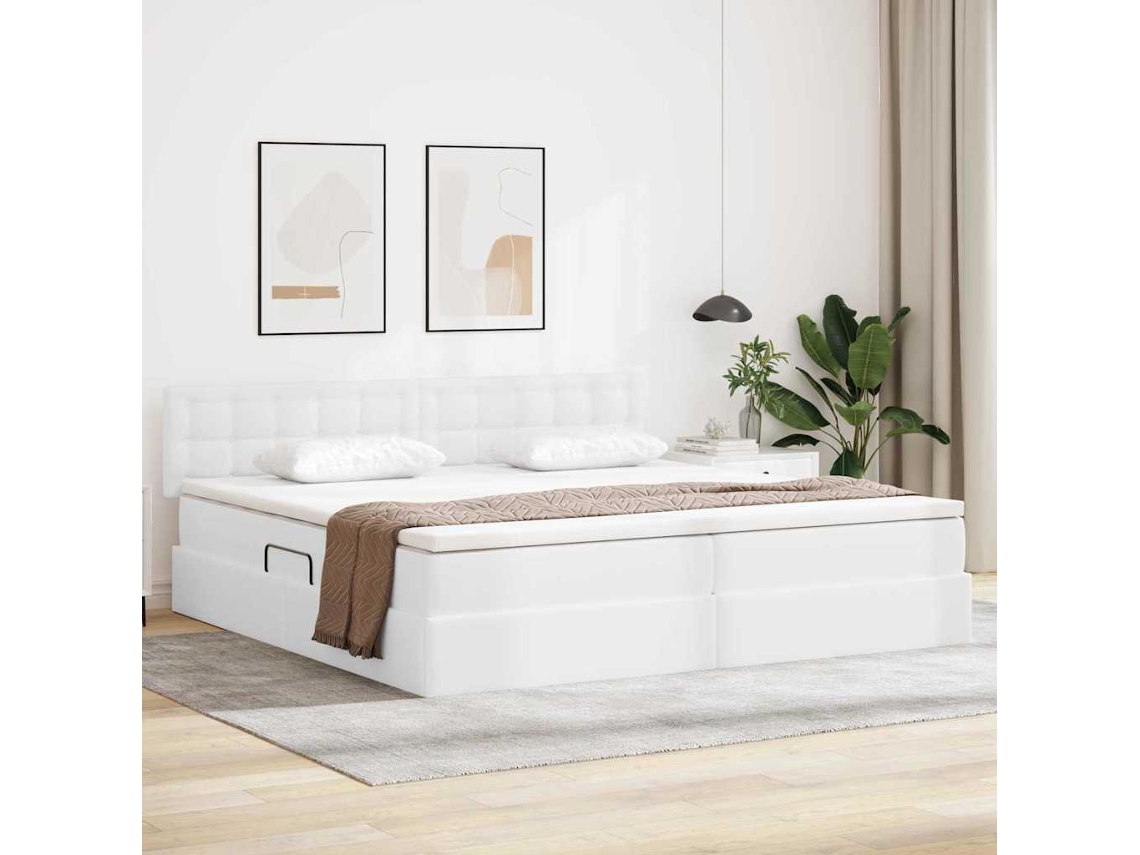 Vidaxl Cama Com Arrumação E Led Com Led Cinzento-claro 200 X 200 Cm