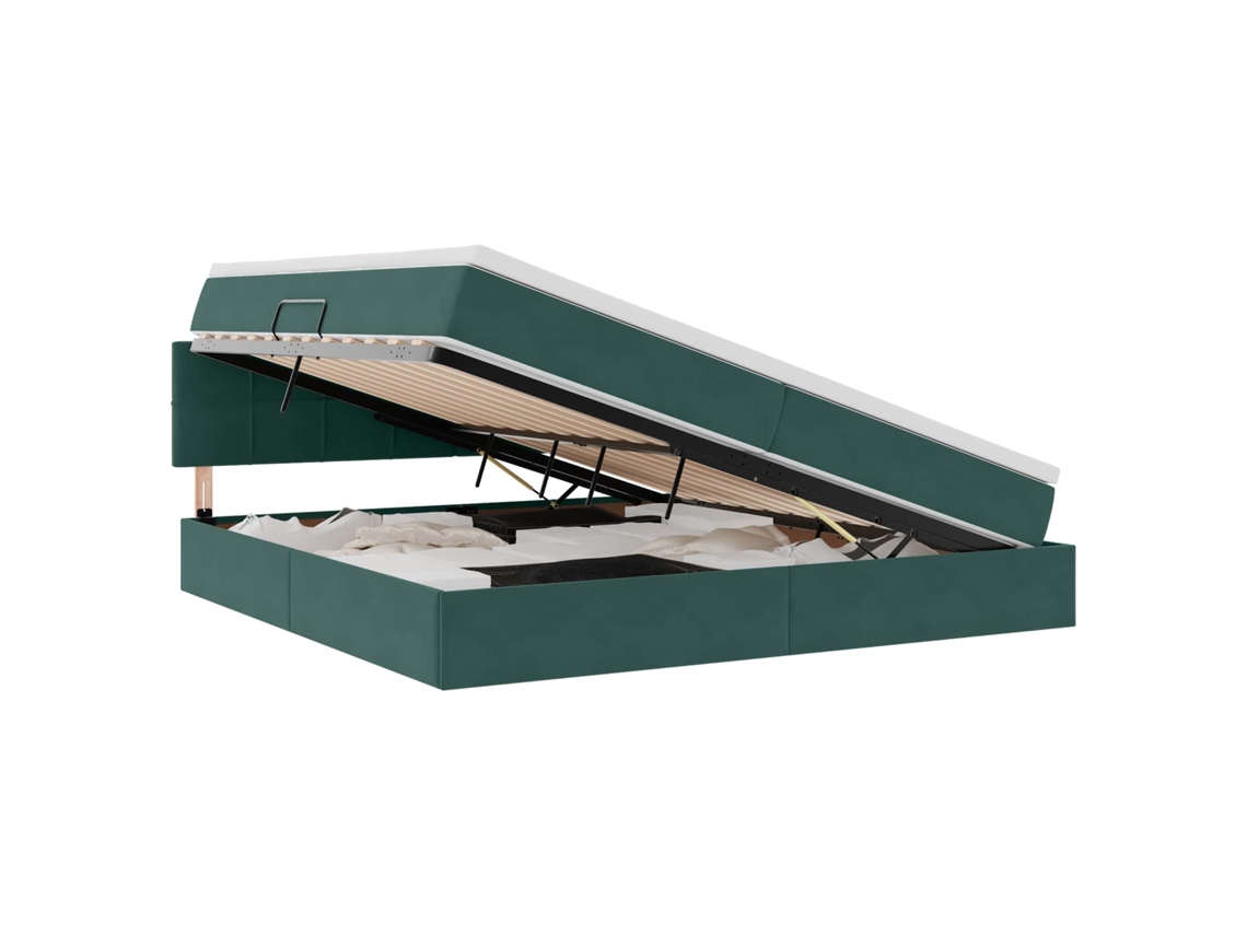 SYFAX™ Cama de Armazenamento Led com Colchão Verde escuro 200 X 200 Cm