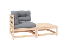 Vidaxl 2 Pcs Conjunto Lounge De Jardim Com Almofadões Pinho Maciço