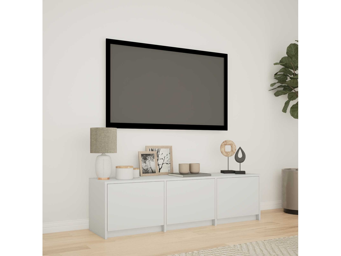 Vidaxl Rack De Tv Com Led Branco 140 X 34 X 40 Cm Madeira Engenheirada