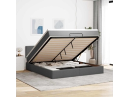 Vidaxl Estrutura De Cama Otomana Com Colchão Tecido Cinzento Escuro