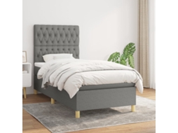Vidaxl Cama Com Molas/colchão 90x190 Cm Tecido Cinza-escuro