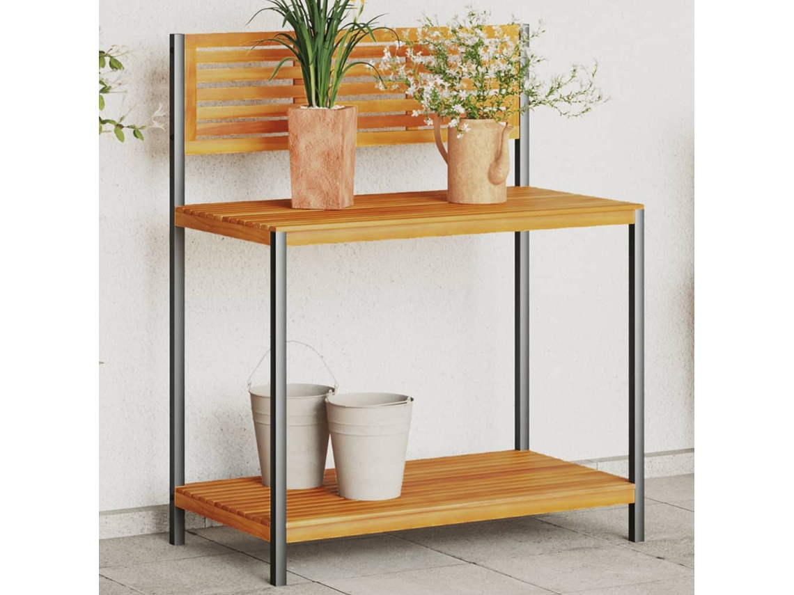 Vidaxl Mesa De Trabalho Para Jardim 90x50x110 Cm Acácia Maciça E Aço