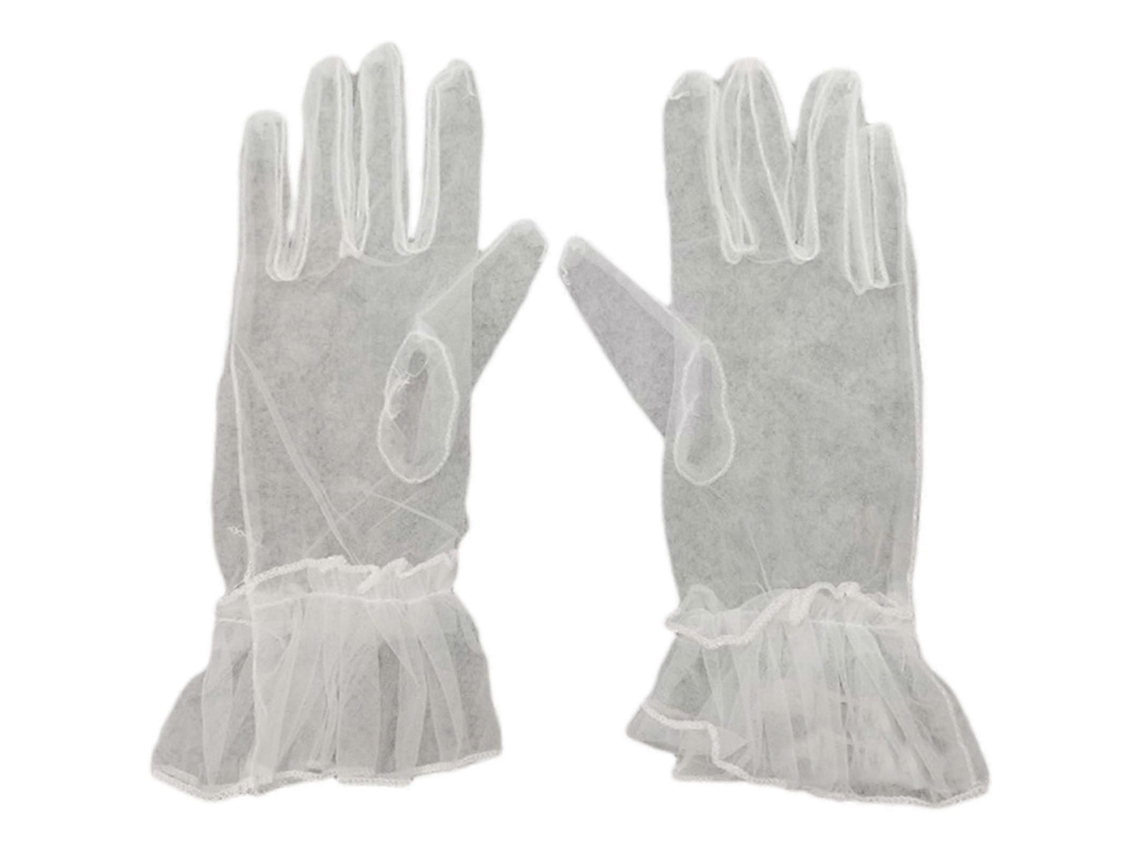 Luvas de Tule Requintadas Até o Pulso, Luvas de Dedo Inteiro, Luvas Curtas para Casamento. TAISHENGDA