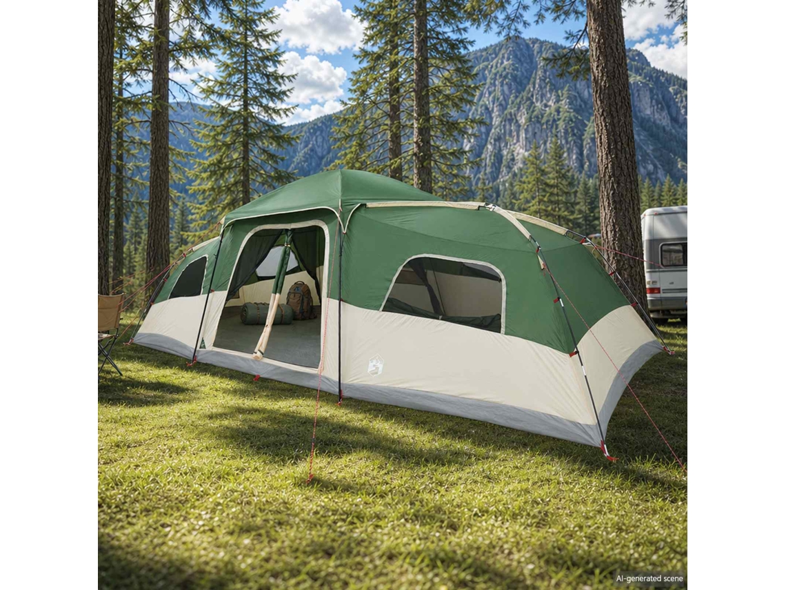 Vidaxl Barraca Familiar Com Cobertura Impermeável 18 Pessoa Verde