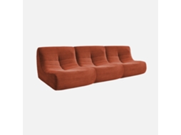 Módulo Para Sofá Modular Em Veludo Canelado, 3 Lugares, Terracota