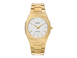 Relógio de Quartzo Masculino com Folhas em Relevo MDUG (dourado e Branco)
