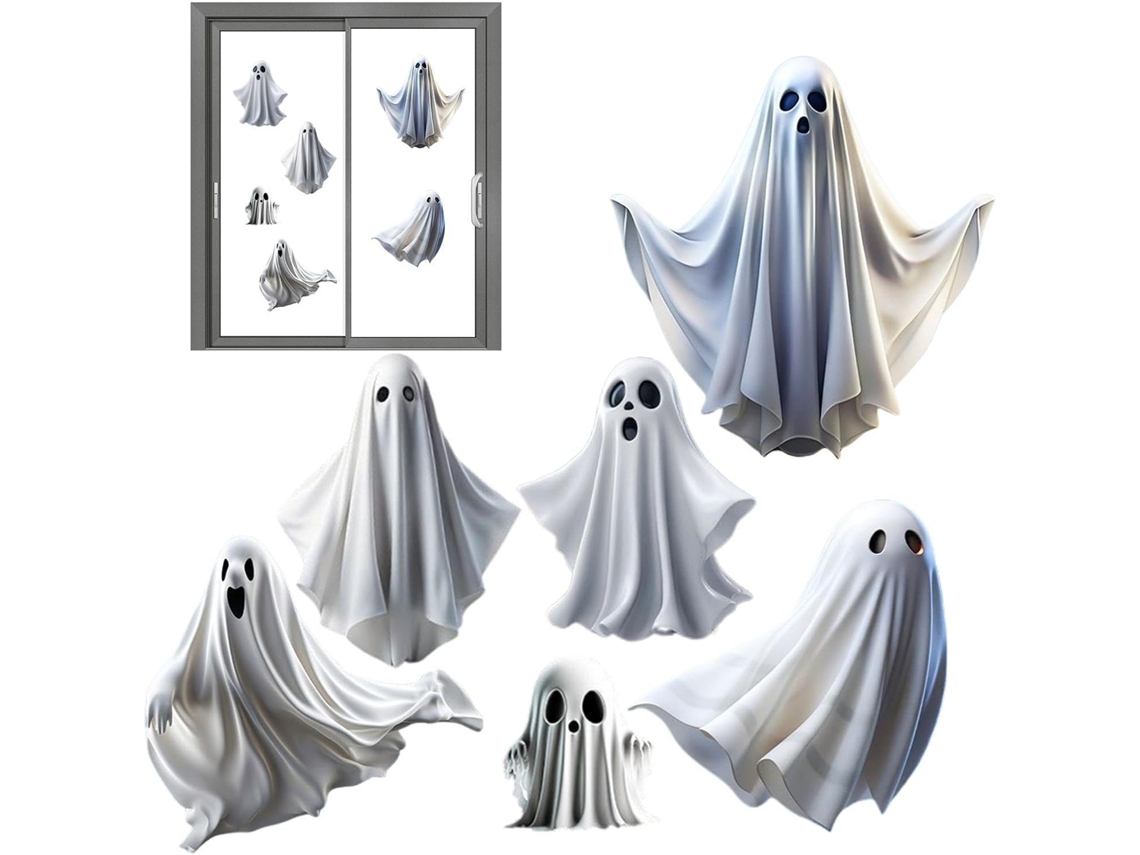 Fantasma Adesivo Para Janela, Decoração Gótica De Halloween, Dupla Face |