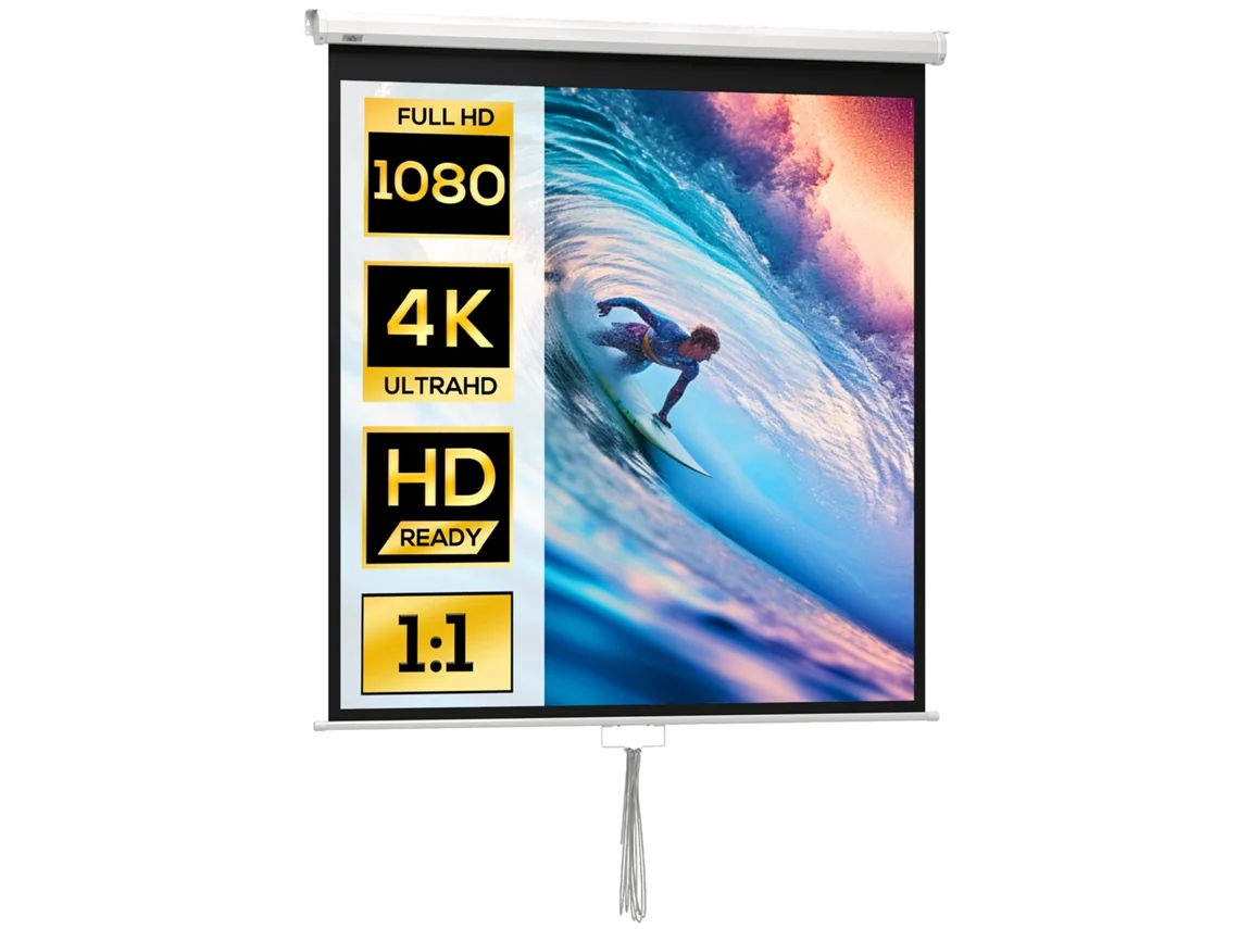 Tela de projeção 85 polegadas, 4K, home cinema, 152x152cm S/MARCA