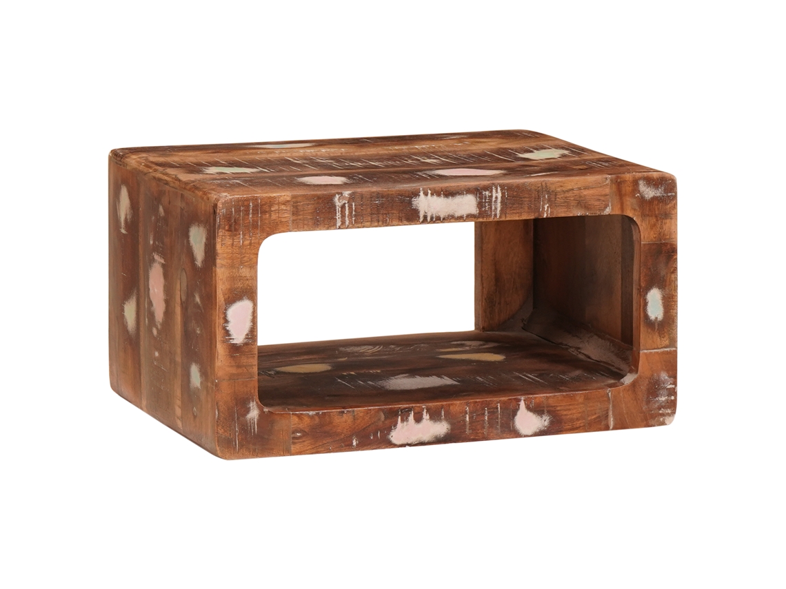 Conjunto 1 Mesa De Cabeceira Rústica Vidaxl Castanho Madeira Recuperada Maciça (45 X 30 X 24 Cm)