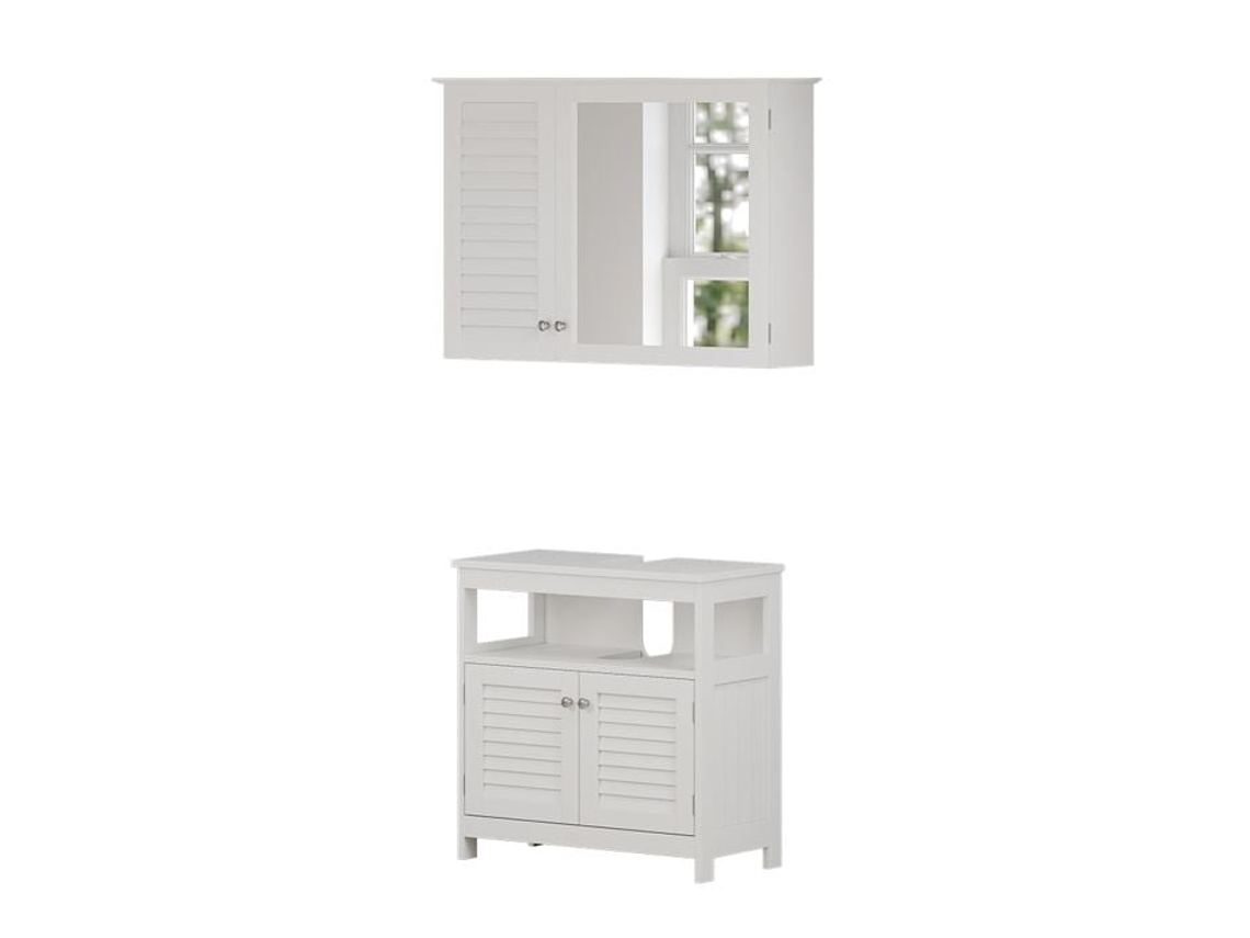 Conjunto Móvel de Casa de Banho 2 Peças Riad Branco com Armário de Parede e Base VICCO