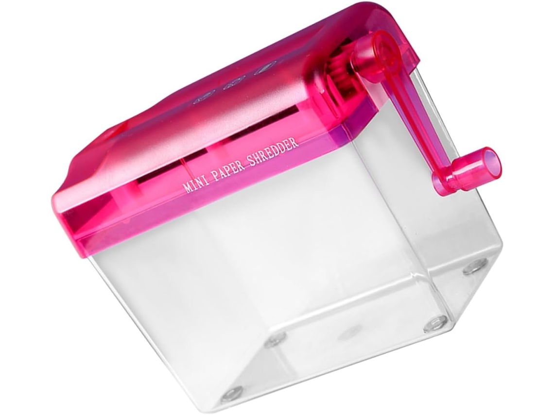 Uonlytech Déchiqueteuse Manuelle De Bureau Rouge, Destructeur De Documents Manuel Compact,