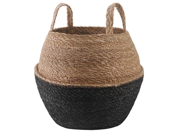 Vidaxl Cachepot Com Alças Preto Ø 32 X 32 Cm 100% Erva Marinha