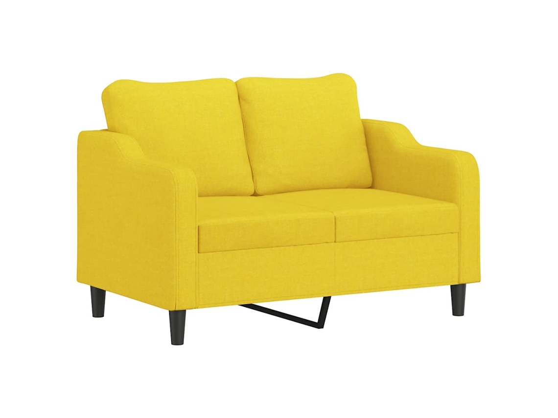 2 Pcs Conjunto de Sofás com Almofadas Tecido Amarelo claro SYFAX