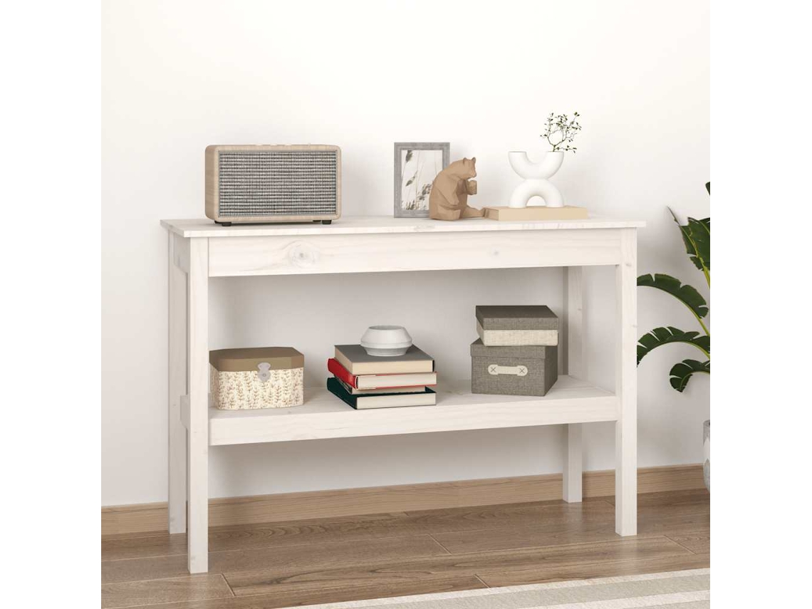 Vidaxl Mesa Consola 110x40x75 Cm Pinho Maciço Branco