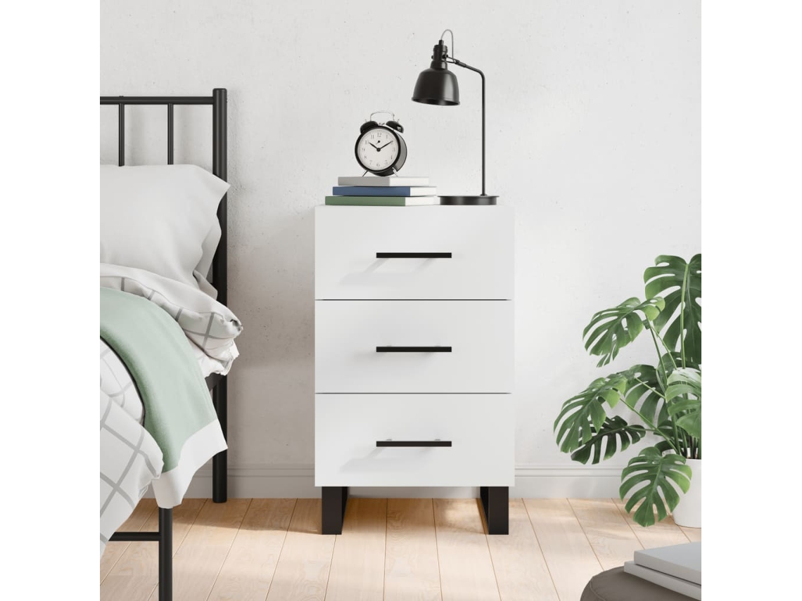 Bedside Cabinet, Bedside Cabinets Vidaxl Branco Madeira Processada (n/a)