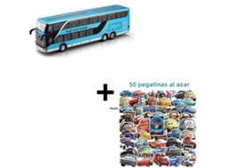 (azul Com Adesivos) Modelo De Ônibus De Dois Andares Em Escala 1:30, Brinquedo De Metal, Com Efeitos De Som E Luz.