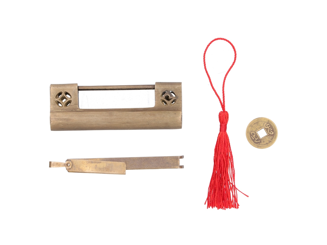 Candado de Cobre Estilo Chinês 2026 STORE com Chave para Joias e Armários com Marca