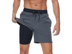 2026 pantalones Cortos de Baño para Hombre Con Forro de Compresión Quick Dry Y Bolsillos Con Cremallera