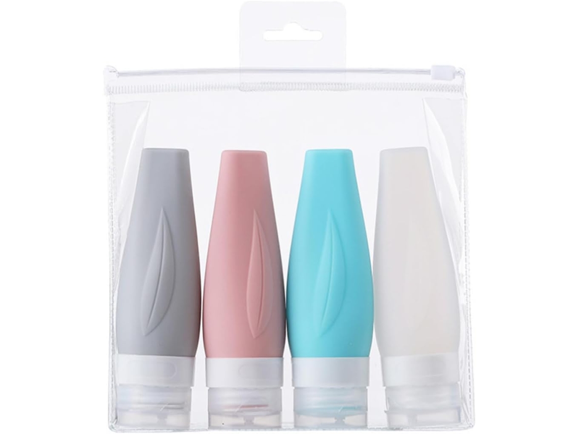 Conjunto De 4 Frascos De Silicone Reutilizáveis E À Prova De Vazamentos