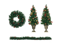 Decorações De E Natal. Conjunto 4 Peças Com 2 Árvores Φ40x90 Cm. Guirlanda