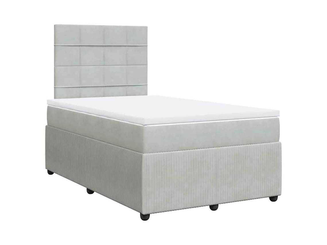 Cama Boxspring com Colchão 120x190 cm Veludo Cinzento Claro MAISON EXCLUSIVE