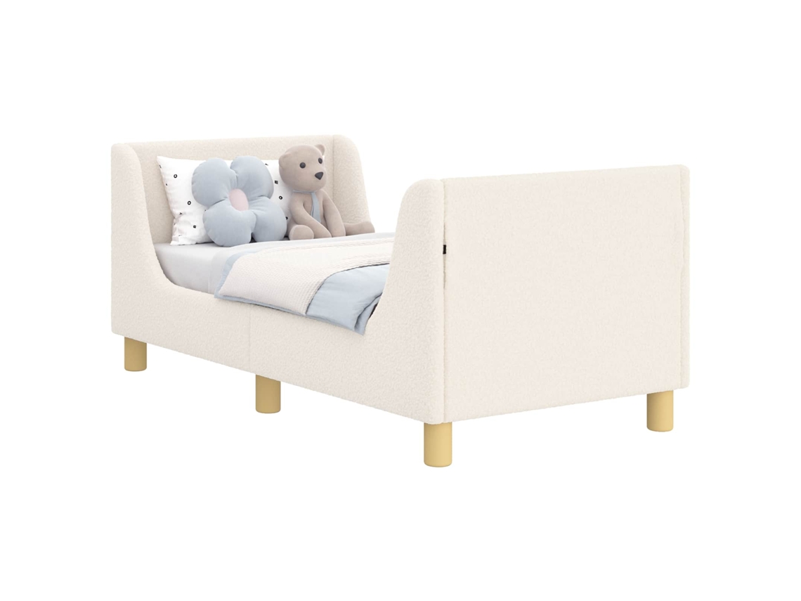 Cama De Solteiro | Camas Para Quarto | Estrutura De Cama Para Criança Com Cabeceira Creme 70 X 140 Cm