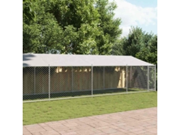 Vidaxl Jaula Para Cão Com Telhado/porta 10x2x2m Aço Galvanizado Cinza