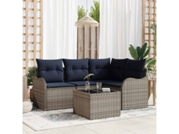 Vidaxl Conjunto De Sofá De Jardim Cinzeto Vime Pe