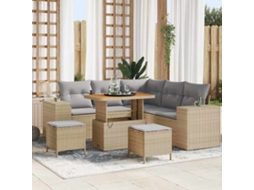 Vidaxl Conjunto De Sofá De Jardim 8 Unid. Bege Vime Pe